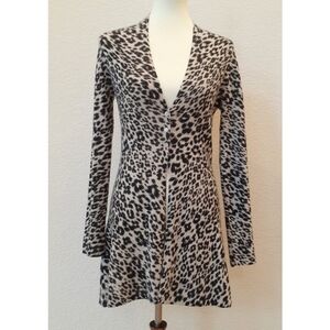 Griffen 100% cashmere longline leopard print cardigan